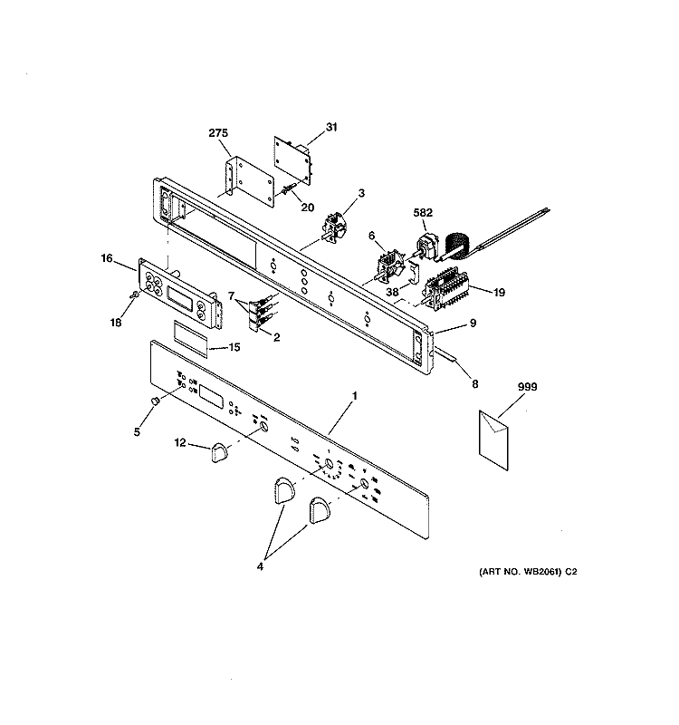 CONTROL PANEL Diagram and Parts List for ZET837SB3SS  General Electric Wall Oven