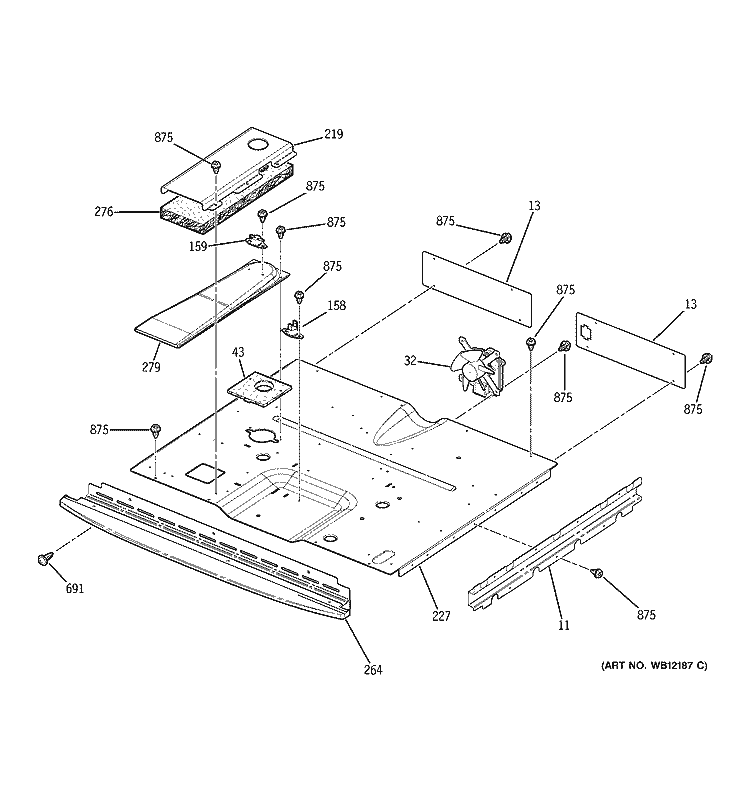 CENTER SPACER Diagram and Parts List for JKP56BD1BB  General Electric Range