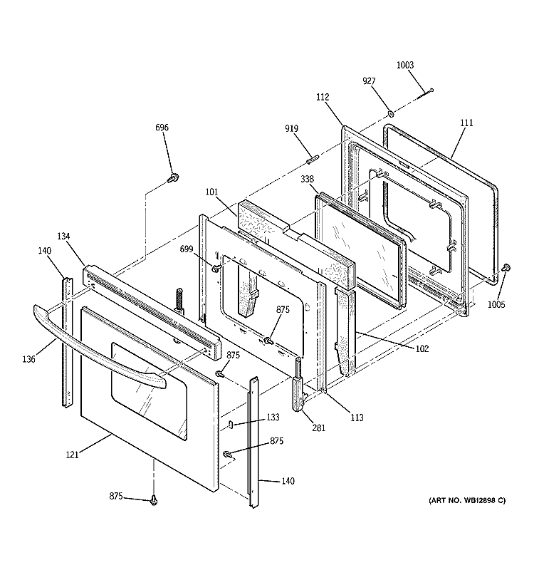 DOOR Diagram and Parts List for JBP84SH2SS  General Electric Range