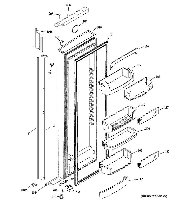 FRESH FOOD DOOR Diagram and Parts List for PIG21MIMHFBB  General Electric Refrigerator