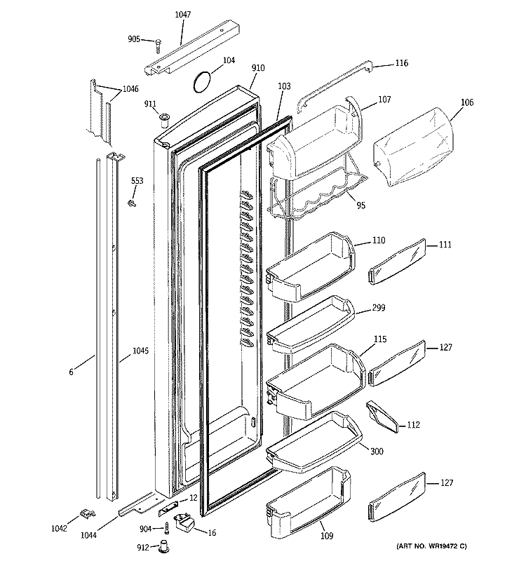 FRESH FOOD DOOR Diagram and Parts List for PIG23MIMHFWW  General Electric Refrigerator