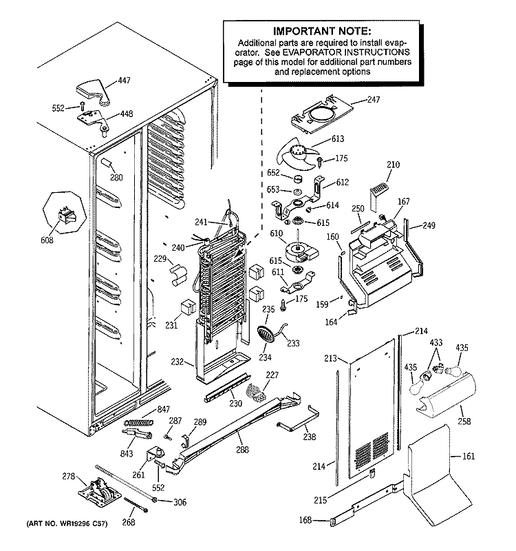 FREEZER SECTION Diagram and Parts List for PIG23MIMHFWW  General Electric Refrigerator