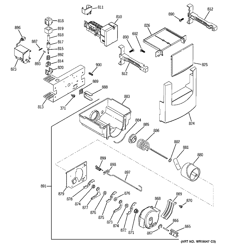 ICE MAKER & DISPENSER Diagram and Parts List for ZISB420DMA  General Electric Refrigerator