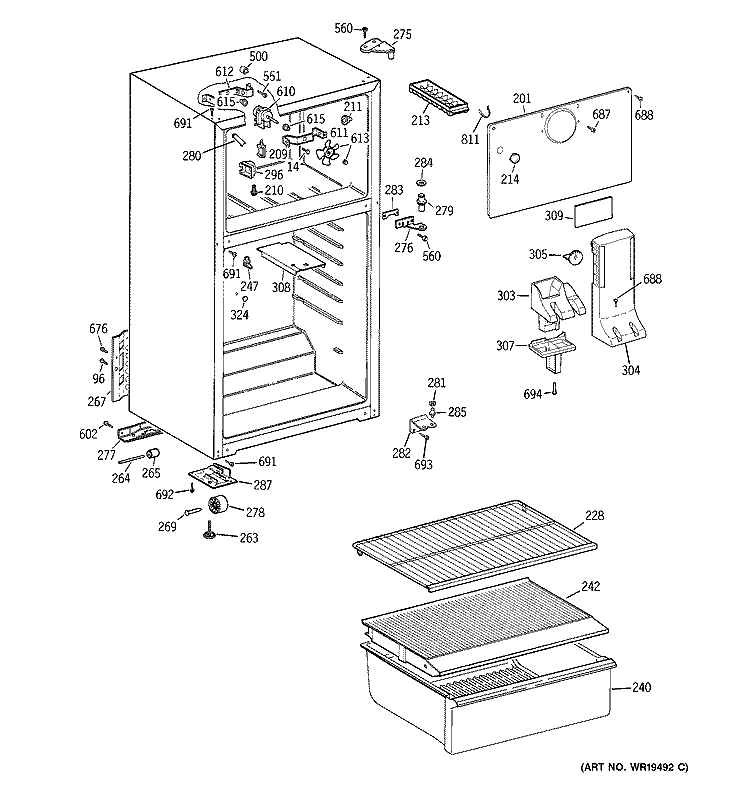 CABINET Diagram and Parts List for HTR15ABRERWW  Hotpoint Refrigerator