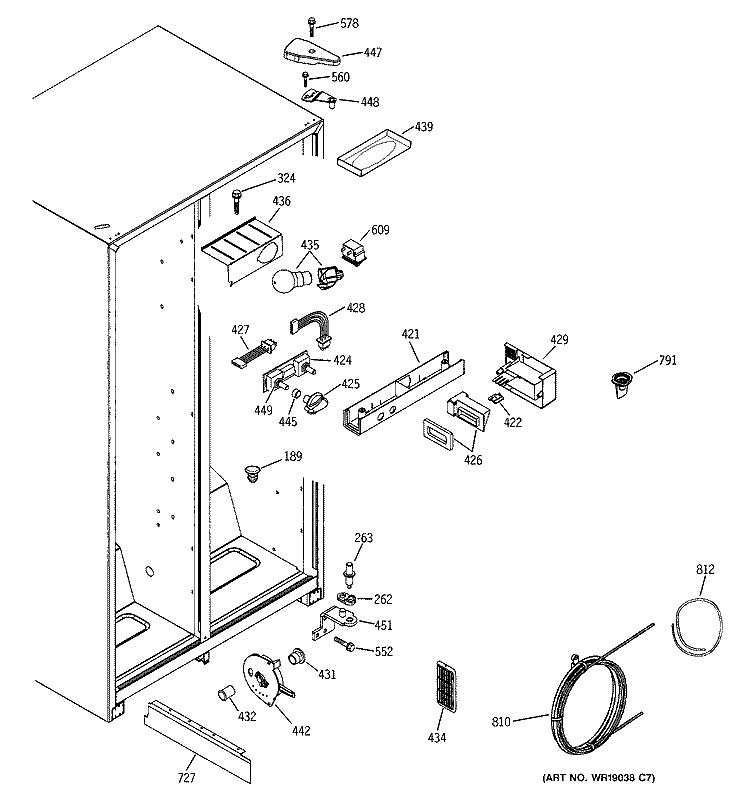 FRESH FOOD SECTION Diagram and Parts List for RSG25IEMCFWW  General Electric Refrigerator