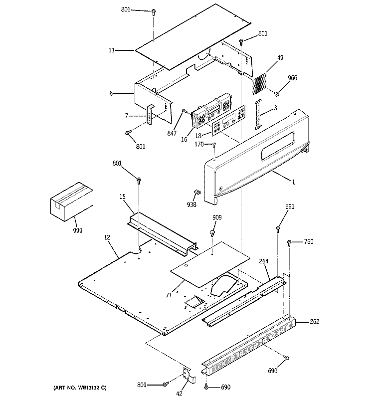 CONTROL PANEL Diagram and Parts List for JGRS06BEJ1BB  General Electric Range