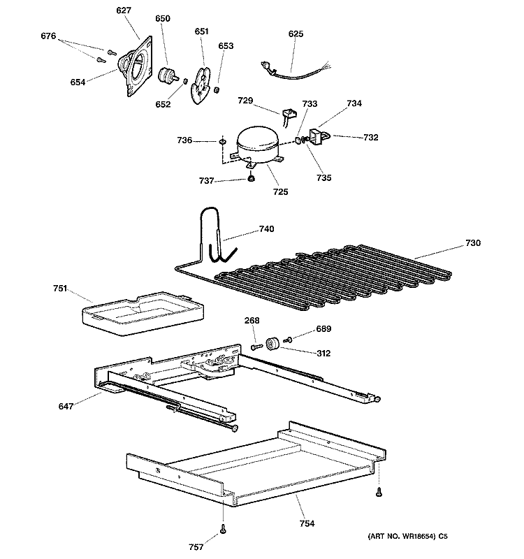 UNIT PARTS Diagram and Parts List for TNX22BACBLWW  General Electric Refrigerator
