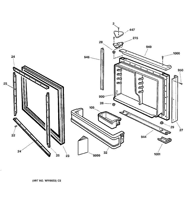 FREEZER DOOR Diagram and Parts List for TNX22BACBRWW  General Electric Refrigerator