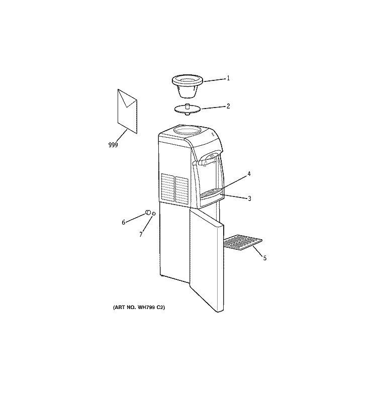 HOT & COLD WATER DISPENSER Diagram and Parts List for GXCF05D02  General Electric Water Filter System