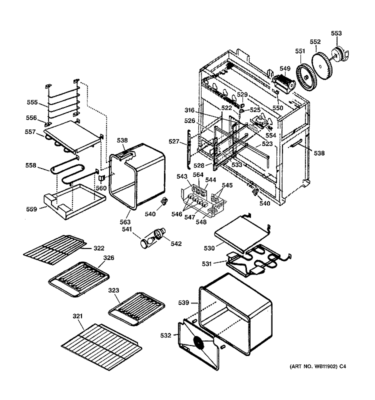 OVEN ASSEMBLY Diagram and Parts List for ZDP48L4GD1SS  General Electric Range