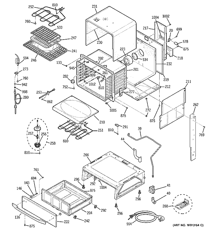 BODY PARTS Diagram and Parts List for J2S968KH1CC  General Electric Range