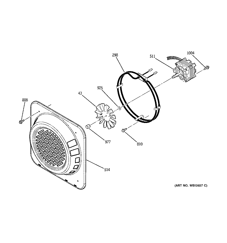 CONVECTION FAN Diagram and Parts List for J2S968SH1SS  General Electric Range