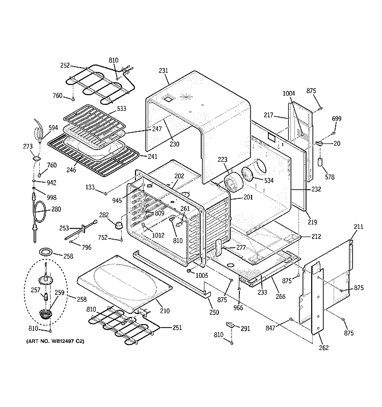 BODY PARTS Diagram and Parts List for JD968KF3CC  General Electric Range