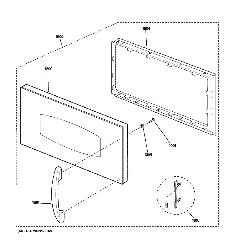 DOOR PARTS Diagram and Parts List for SCA2001FSS01  General Electric Microwave