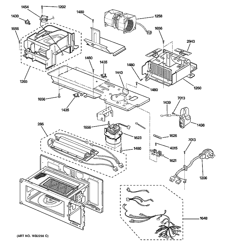 INTERIOR PARTS 2 Diagram and Parts List for SCA2001FSS01  General Electric Microwave