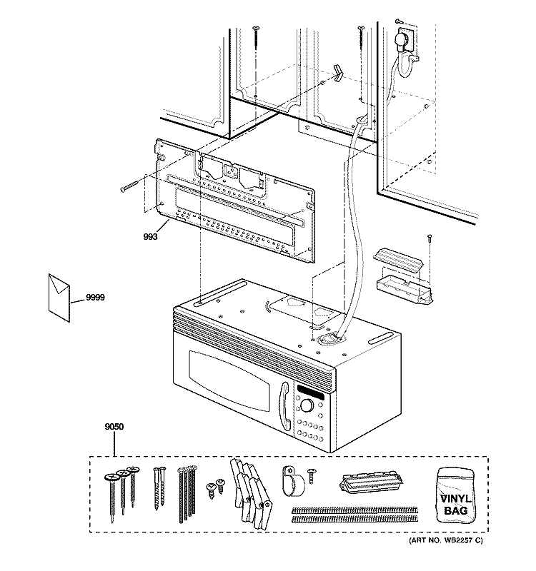 INSTALLATION PARTS Diagram and Parts List for SCA2001FSS01  General Electric Microwave