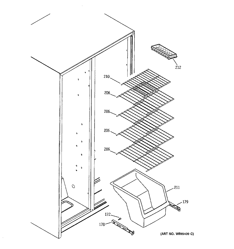 FREEZER SHELVES Diagram and Parts List for GSG22KBPDFBB  General Electric Refrigerator