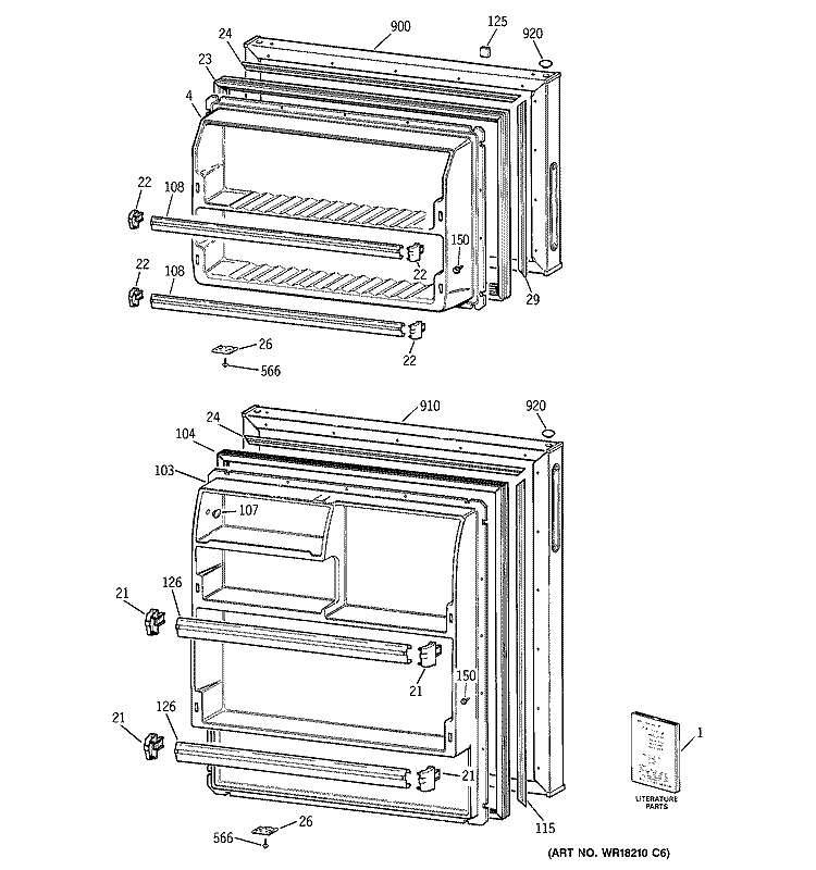 DOORS Diagram and Parts List for A3315ABRFRWW  General Electric Refrigerator
