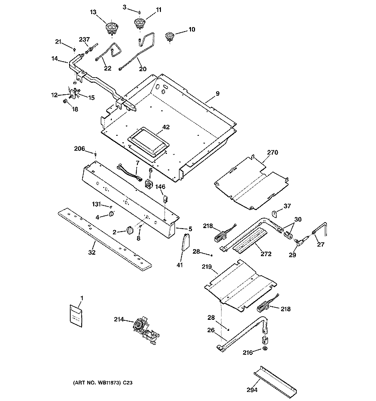 GAS & BURNER PARTS Diagram and Parts List for JGBP99SEH1SS  General Electric Range