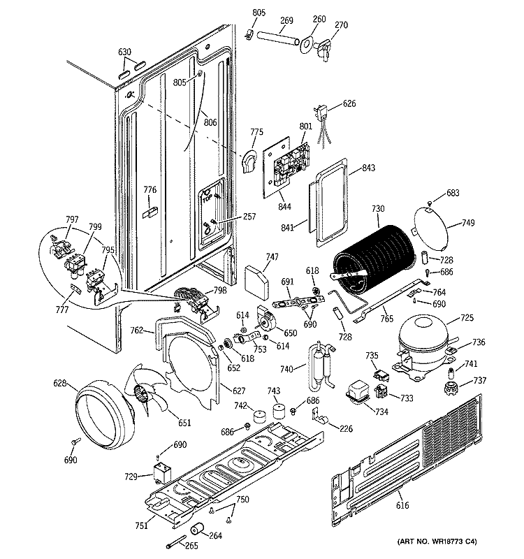 SEALED SYSTEM & MOTHER BOARD Diagram and Parts List for GSS22SGMABS  General Electric Refrigerator