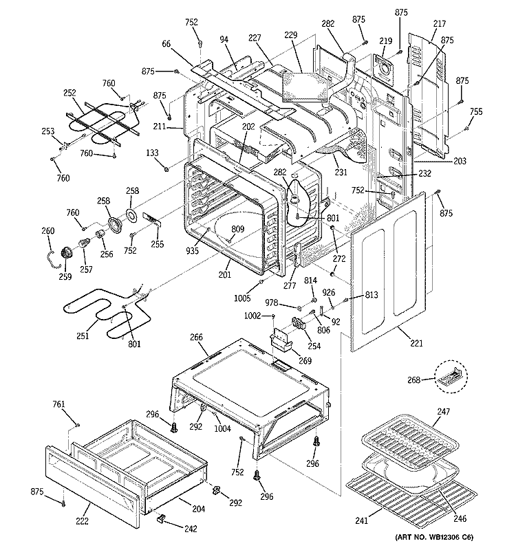 BODY PARTS Diagram and Parts List for JB710CF2CC  General Electric Range