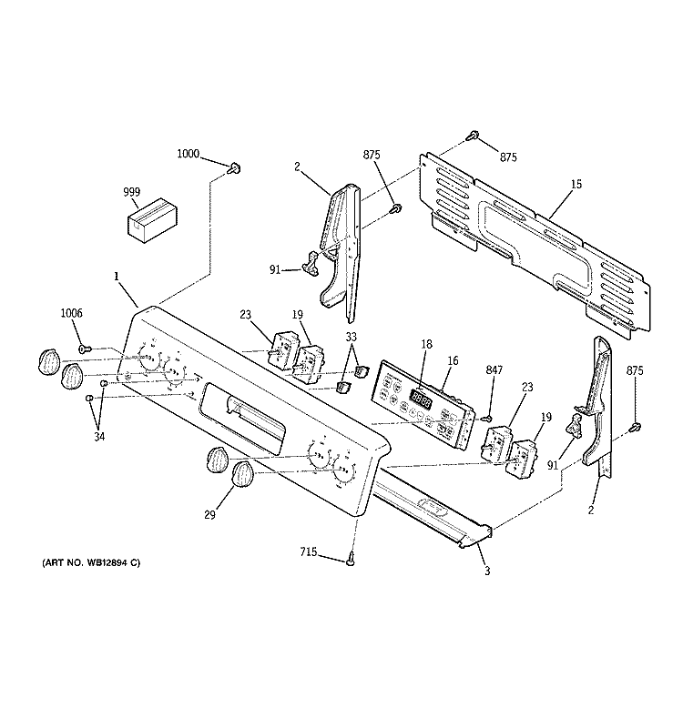 CONTROL PANEL Diagram and Parts List for JBP68HH1BB  General Electric Range