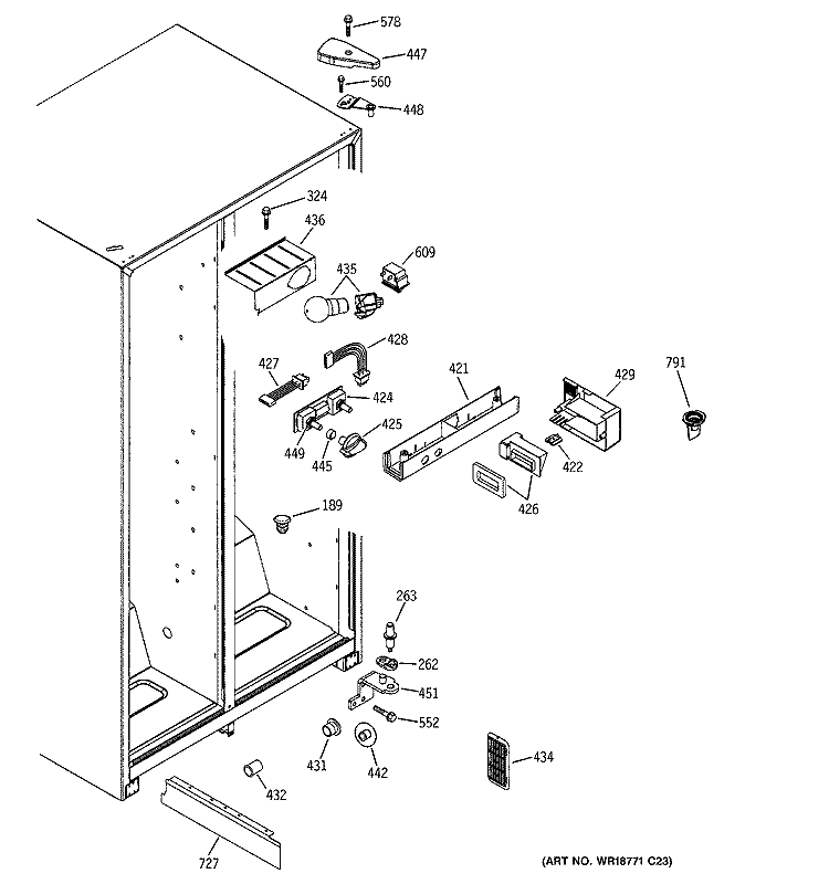 FRESH FOOD SECTION Diagram and Parts List for GSS22IBMCCC  General Electric Refrigerator