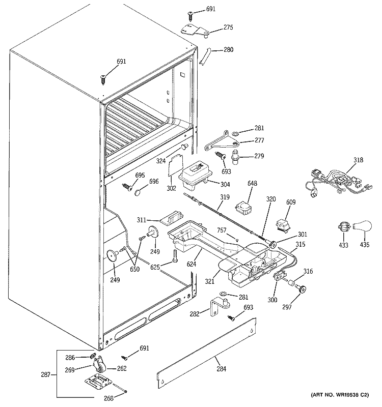 FRESH FOOD SECTION Diagram and Parts List for HTS18BCPDLWW  Hotpoint Refrigerator