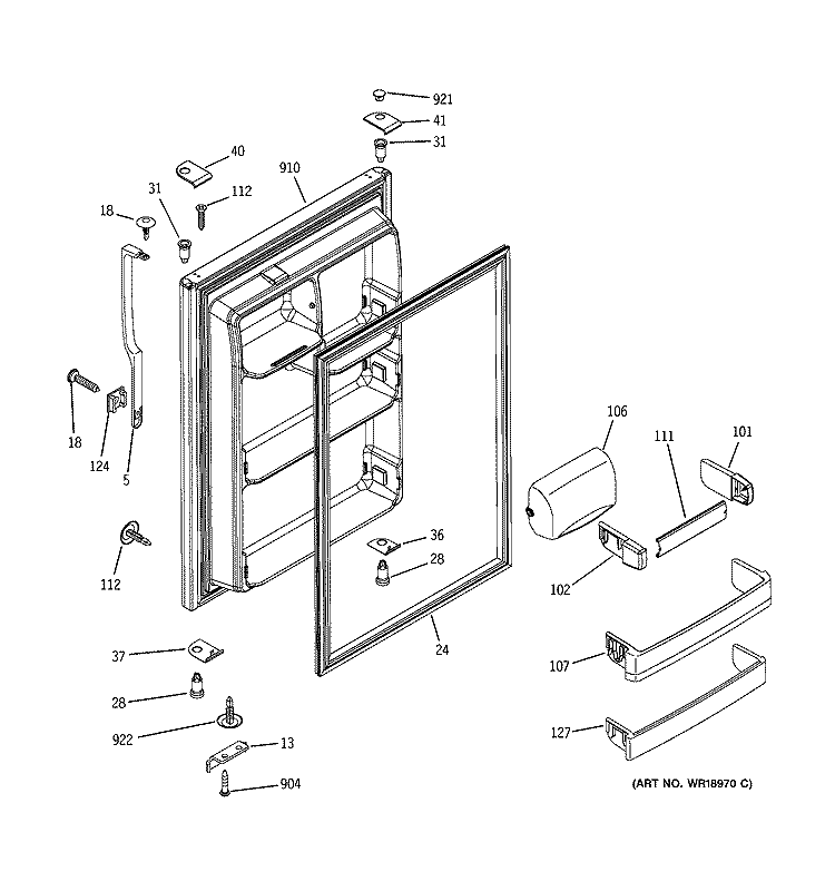 FRESH FOOD DOOR Diagram and Parts List for HTS22GCMBRWW  Hotpoint Refrigerator