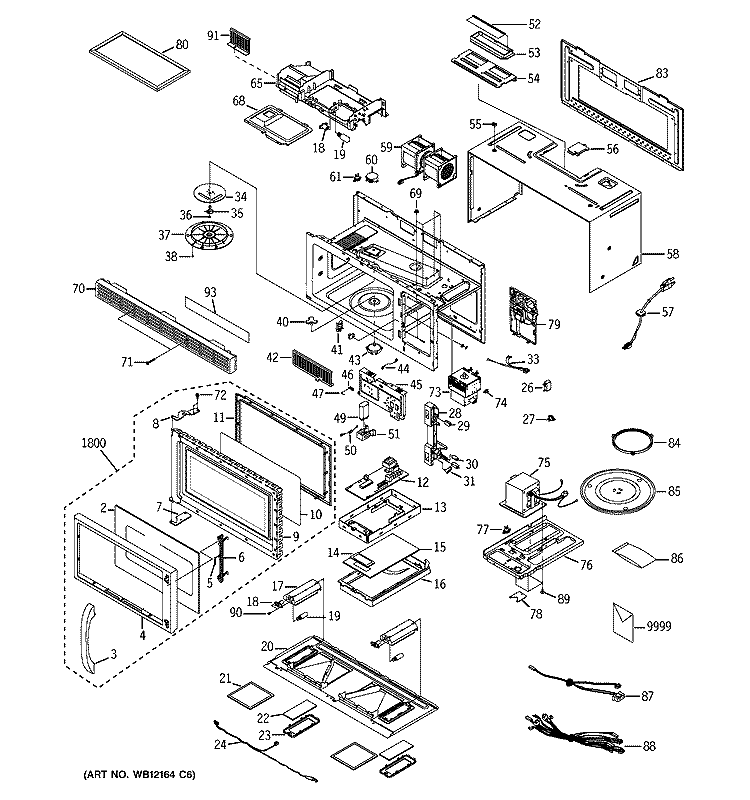 MICROWAVE Diagram and Parts List for RVM1625BD001  Hotpoint Microwave