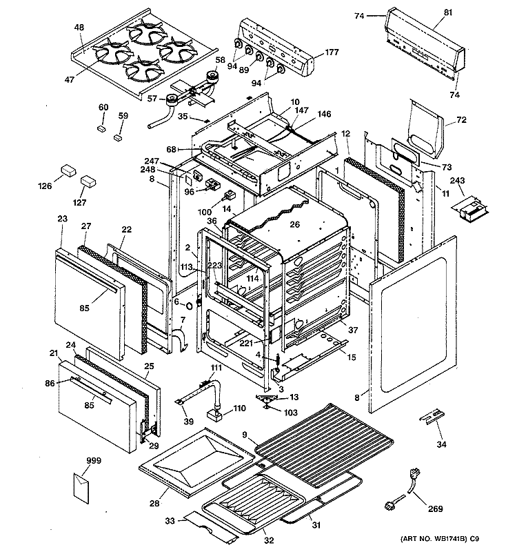 RANGE PARTS Diagram and Parts List for RGA520EW3  Hotpoint Range