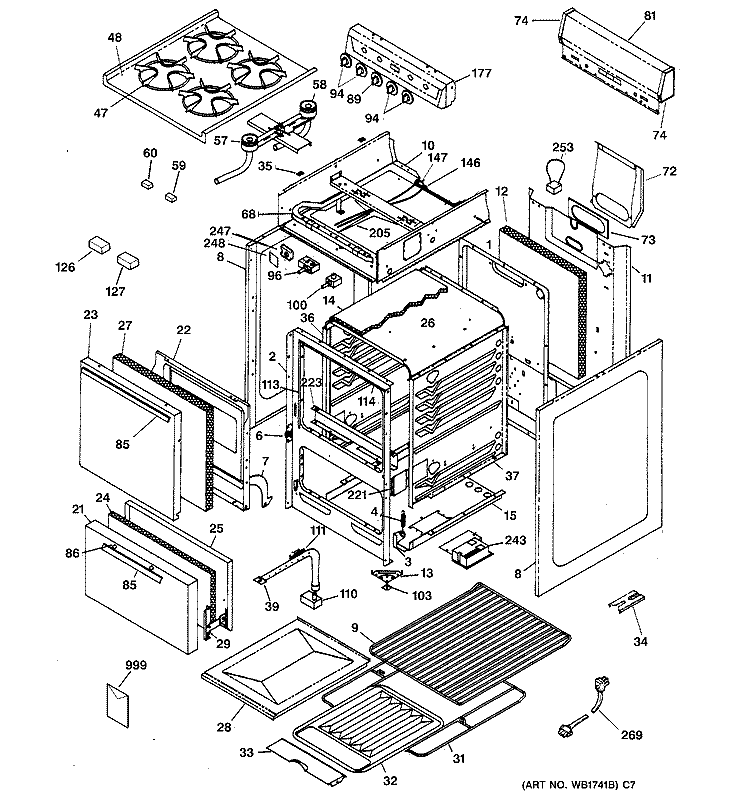 RANGE PARTS Diagram and Parts List for RGA520EW1  Hotpoint Range