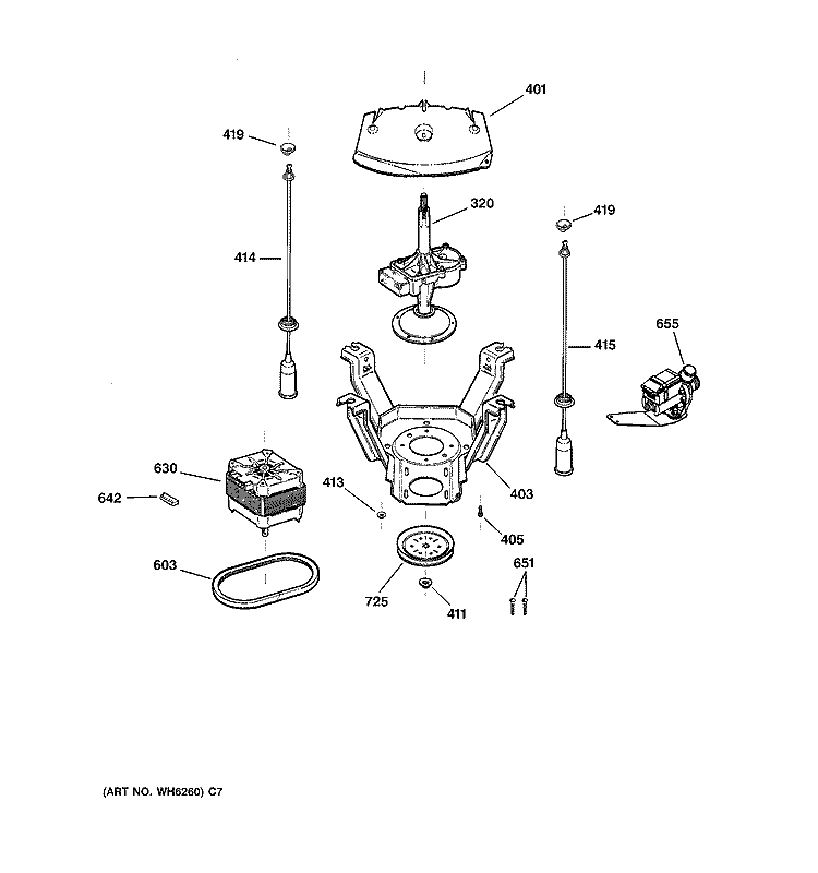 SUSPENSION, PUMP & DRIVE COMPONENTS Diagram and Parts List for VBXR1090D2CC  Hotpoint Washer