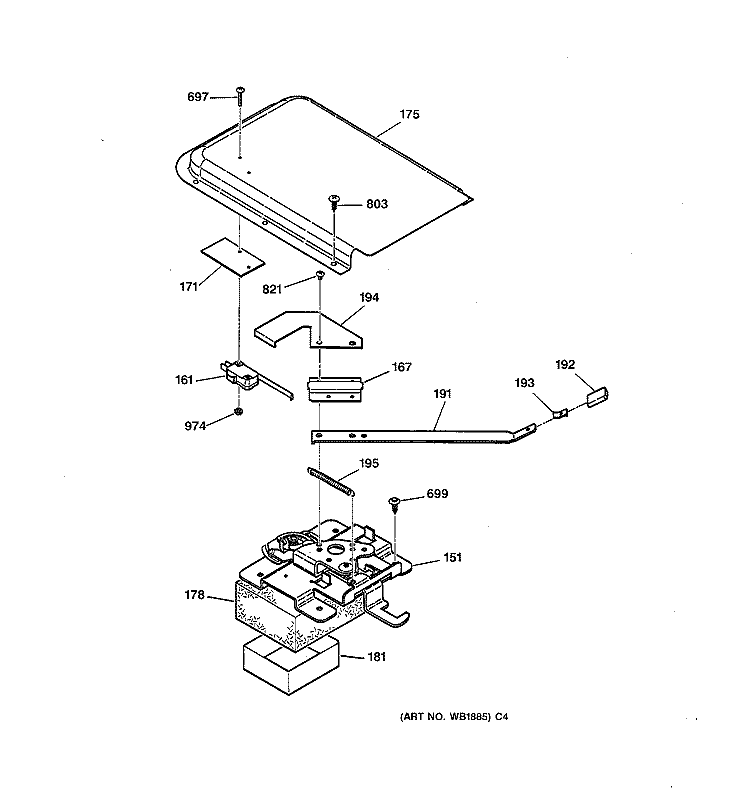 DOOR LOCK Diagram and Parts List for RB757GV1WH  Hotpoint Range
