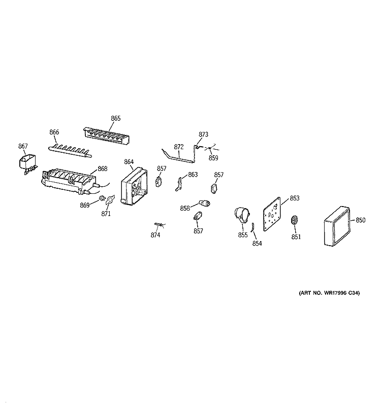 ICE MAKER Diagram and Parts List for GTS18SHPDRBS  General Electric Refrigerator