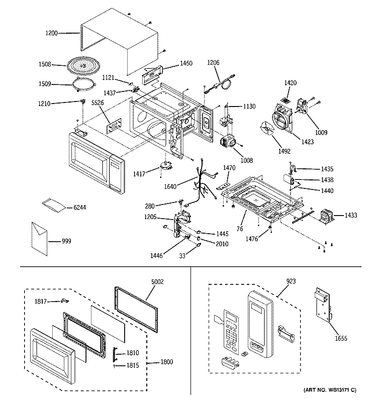 MICROWAVE Diagram and Parts List for JE1160WD02  General Electric Microwave