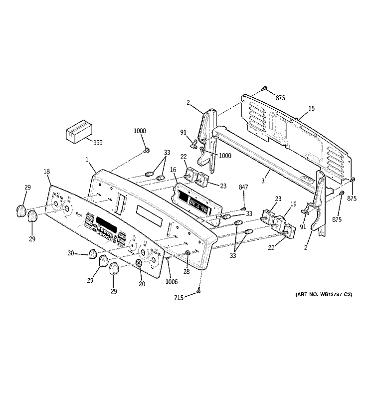 CONTROL PANEL Diagram and Parts List for JB968BH1BB  General Electric Range