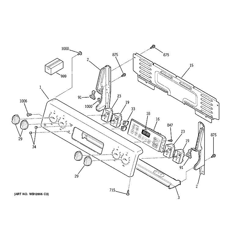 CONTROL PANEL Diagram and Parts List for JBP66EH1BB  General Electric Range