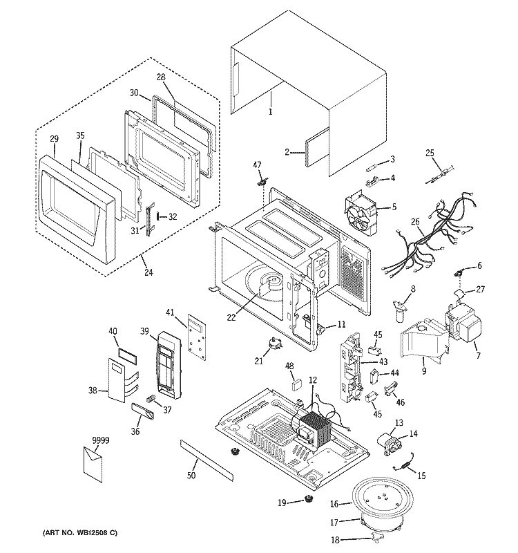 MICROWAVE Diagram and Parts List for JES1235BF001  General Electric Microwave