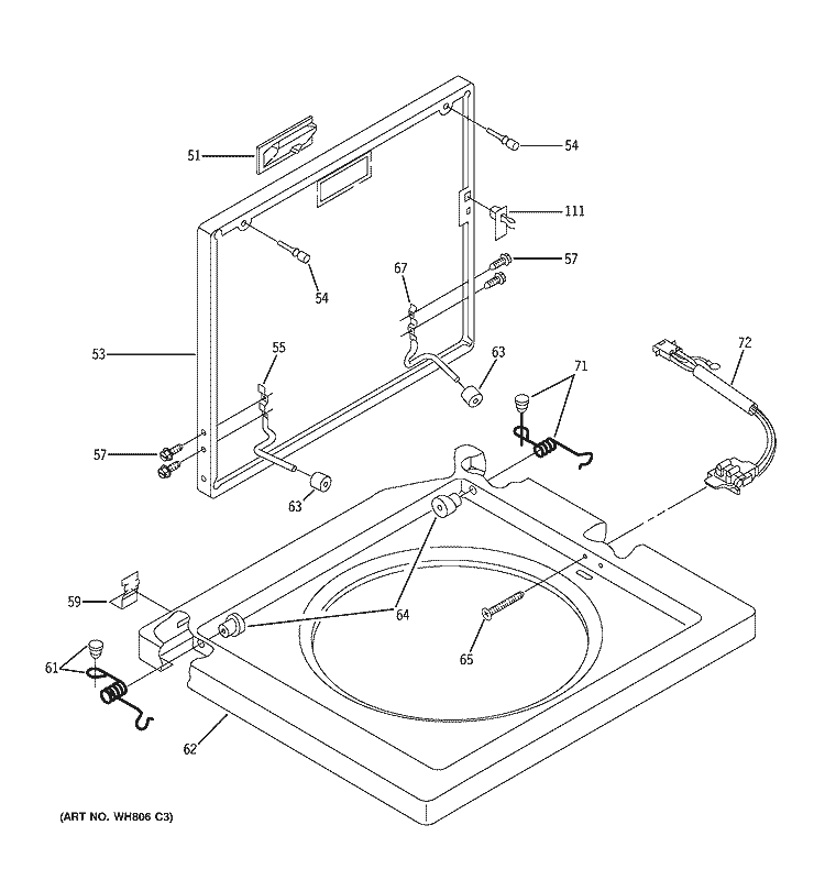 WASHER TOP & LID Diagram and Parts List for WSM2480D0WW  General Electric Washer Dryer Combo