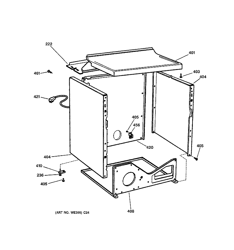 CABINET Diagram and Parts List for DHDRR48GE0WW  General Electric Dryer