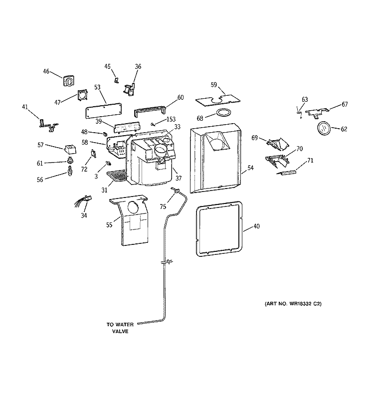 DISPENSER Diagram and Parts List for TBX25PRBMRAA  General Electric Refrigerator