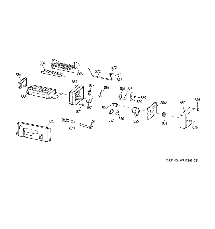 ICE MAKER Diagram and Parts List for TBX25PRBMRAA  General Electric Refrigerator