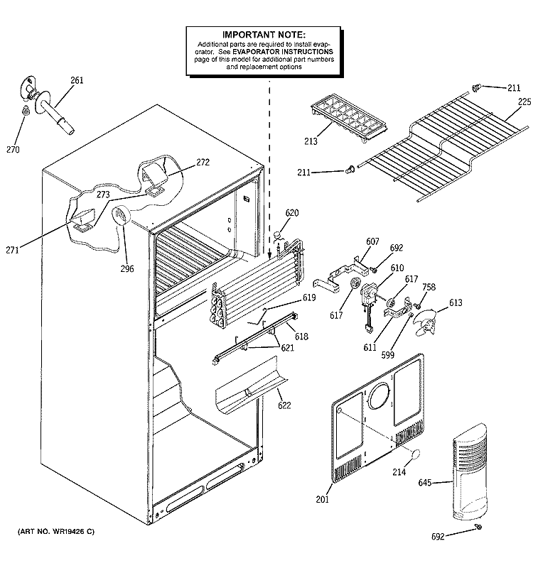 FREEZER SECTION Diagram and Parts List for HTM18IBPDRSA  Hotpoint Refrigerator