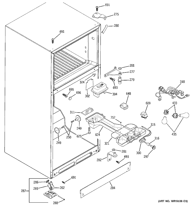 FRESH FOOD SECTION Diagram and Parts List for HTM18IBPDRSA  Hotpoint Refrigerator
