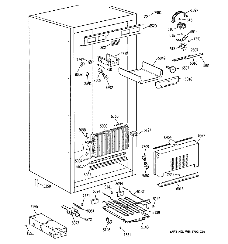 CABINET PARTS 1 Diagram and Parts List for ZIF36NMARH  General Electric Freezer