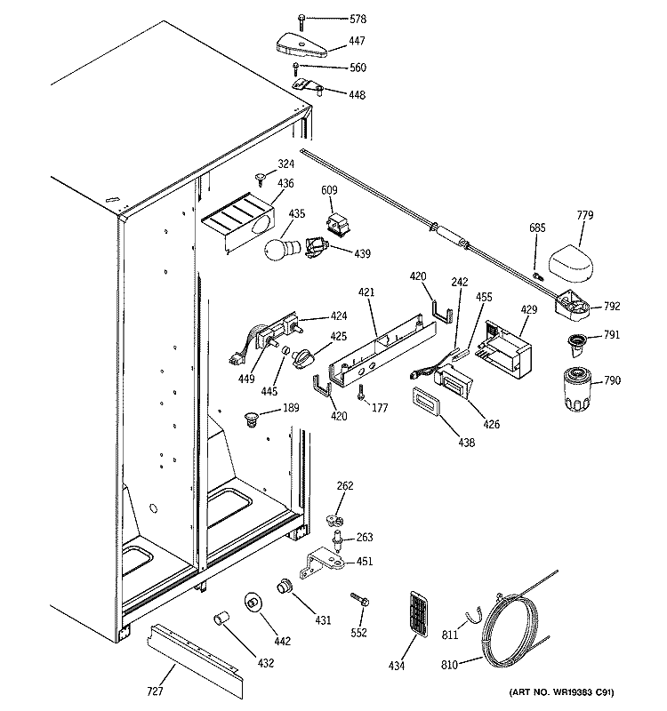 FRESH FOOD SECTION Diagram and Parts List for GSH25IGRBCC  General Electric Refrigerator
