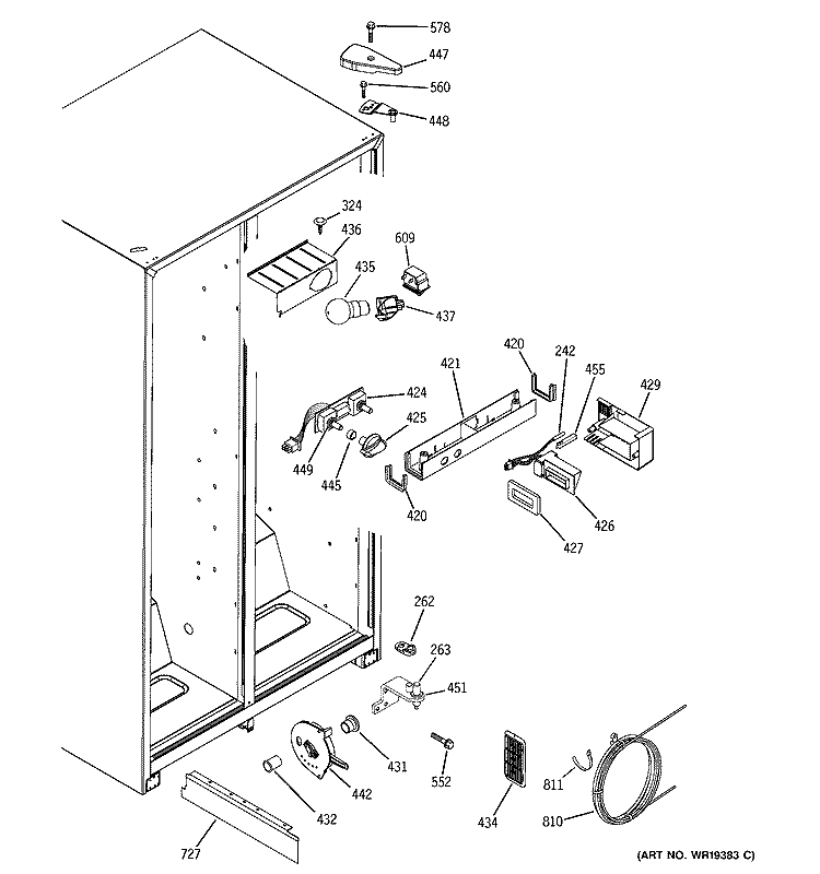 FRESH FOOD SECTION Diagram and Parts List for GSS20IEPDBB  General Electric Refrigerator