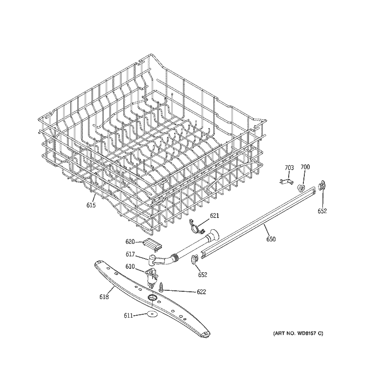 UPPER RACK ASSEMBLY Diagram and Parts List for GSD6100K00CC  General Electric Dishwasher