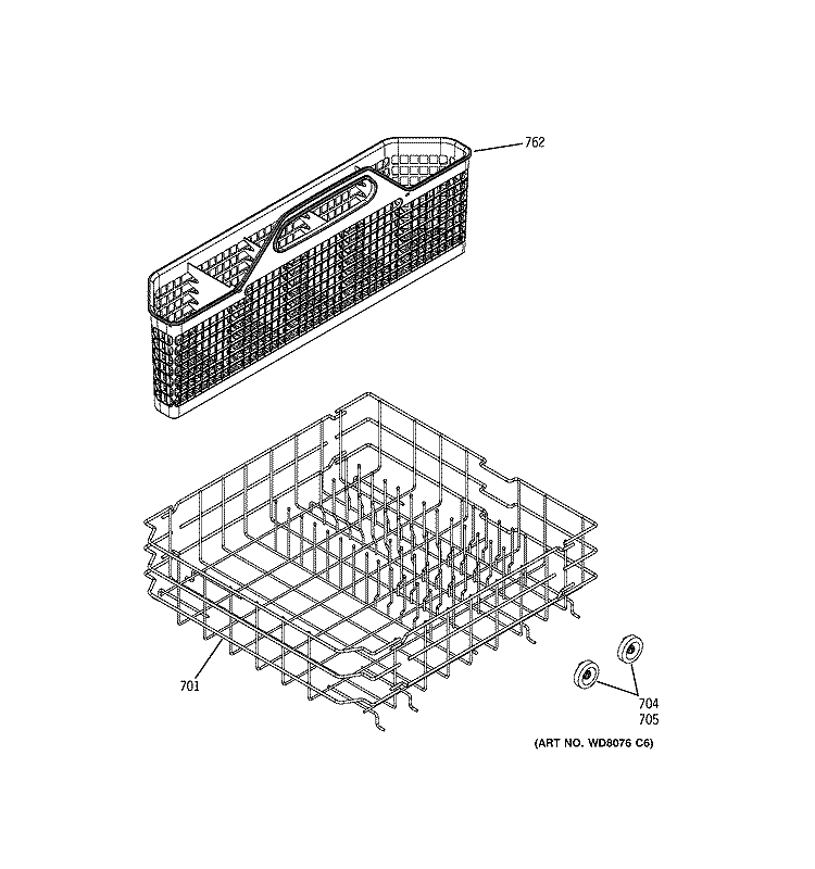 LOWER RACK ASSEMBLY Diagram and Parts List for GSD6100K00CC  General Electric Dishwasher